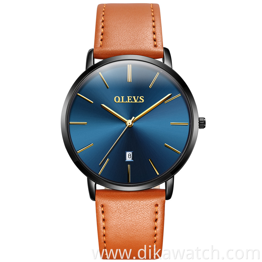 2021 Cheap OLEVS Men Quartz Luxury Minimalist Watches Week And Date Chronograph Sports Watch Leather Strap Men's Watch For Men
